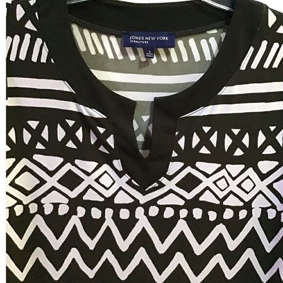 Jones New York Signature Women’s Dress Brown Ivory Design Size S - Picture 2 of 2